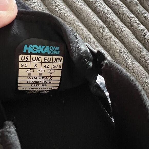 Hoka One One Carbon X Black Nimbus Cloud Running Shoes Women Size US 9.5 - Picture 7 of 10